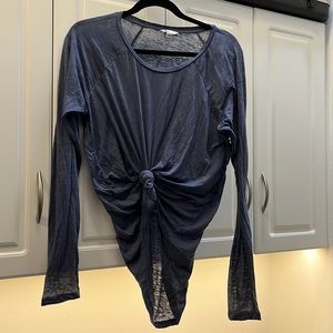 Volcom Light Weight Long Sleeve Tie Front Scoop Neck T-shirt